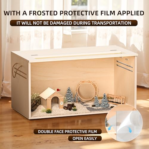 Hamster Cage Chewproof, 32" Wooden Guinea Pig Cage for Small Animals, Openable Top with Easy View Acrylic Panels for Hamster, Rabbit, Guinea Pig, Hedgehog(32" L x 15.7" W x 15.7" H) - size: 31.5"L x 15.7"W x 15.7"H