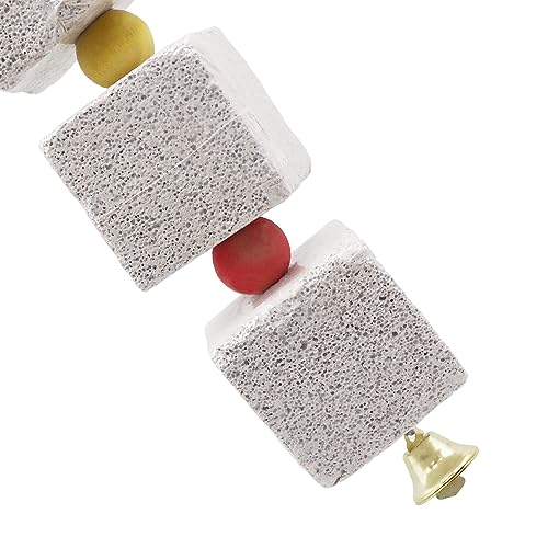 2 Pack Large Bird Chewing Toy, Parrot Beak Grinding Calcium Stone with Bells, Bird Cage Accessories, Cage Toys for Cockatiel Parakeet Parrot Budgies Rat Hamster Chinchilla Rabbit Bunny African Grey