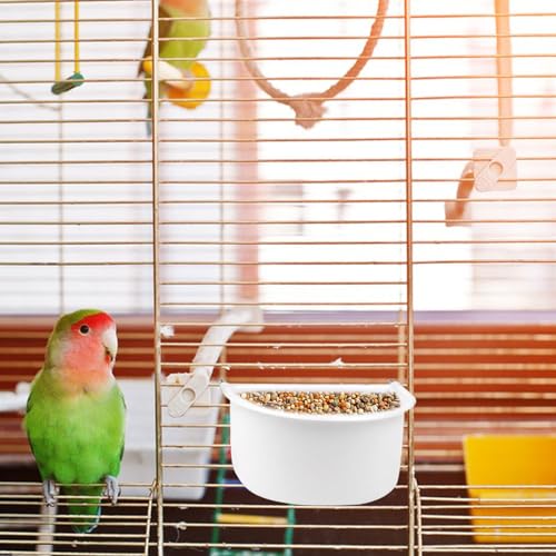Bird Feeder, 2 Pcs Plastic Bird Food Feeder, Bird Water Cage Accessories, Hanging Bird Food Bowl Cups for Parrots Small Birds Pigeons Parakeet