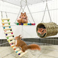 Hamiledyi Hamster Hanging Hammock 3 Piece Wooden Rat Ladder Swing Set Cage Clmbing Toys Accessories for Syrian Hamster Sugar Glider Bird Mice Playing Sleeping
