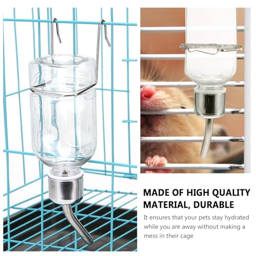 FENICAL Pet Cage Water Bottle, 11.8OZ Hanging Pet Drink Dispenser, Plastic | 2pcs Small Animal Water Feeder Bottle, Auto Feeding Crate Water Jar Chew-Proof, No Mess, Leakproof for Guinea Pig Hamster - size: 23.00X5.50X5.20CM