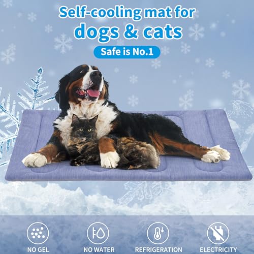Cooling Mat for Large Dogs - Double-Sided Waterproof & Cool, Q-MAX>0.47, Portable Dog Cooling Mat for Summer. (XL (44''x32'') - size: XL (44''x32'')