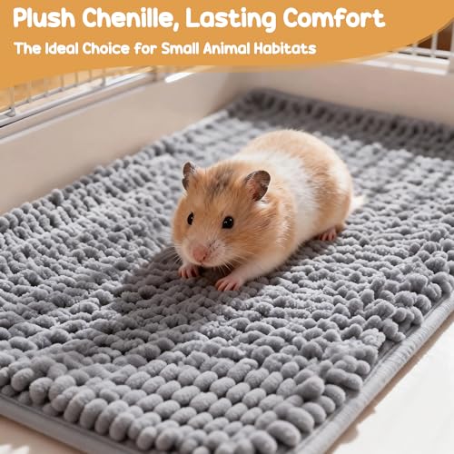 6 Pcs Guinea Pig Cage Liner, 20x12 Inch Washable Fleece Bedding Mats | Reusable Guinea Pig Bedding & Pee Pads for Small Animals, Rabbit - color: Gray, size: 20x12 Inch
