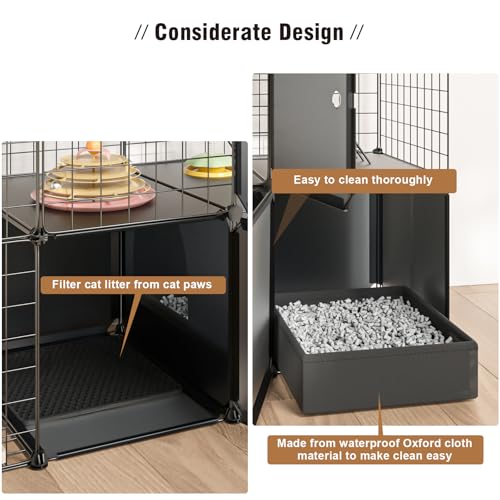 3-Tier Large Cat Enclosure Indoor & Outdoor with Litter Box, Detachable Multifunctional Catio Playpen - DIY Metal Wire Kennel Cage for Cats - size: 35.4"L x 15.7"W x 35.4"H