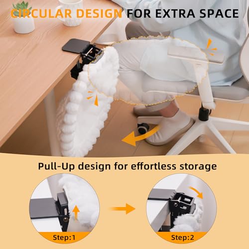 Cat Desk Bed - 2-in-1 Cat Hammock for Desk with Cooling Ice Silk & Premium Faux Rabbit Fur, 180° Foldable Space-Saving Cat Bed, Heavy Duty Anti-Tilting Clamp Holds Up to 40 lbs, Washable & Reversible