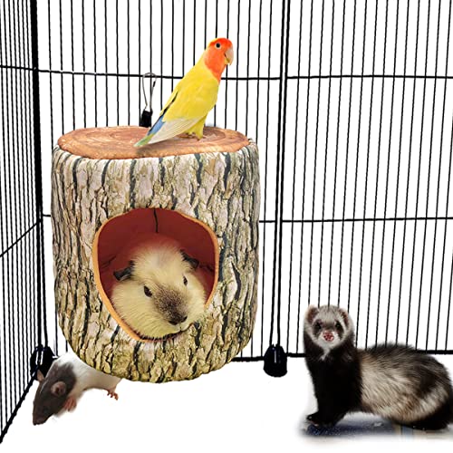 EAEDMY Guinea Pig Rat Ferret Tree Hole Bed and Hammock Tunnel, Hanging Bunk, Parrot Bird Hideout, Small Animals Soft Bed (3.Tree Hole) - color: 3.Tree hole bed