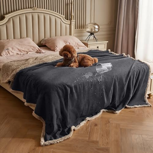 Kritter Planet Waterproof Reversible Pet Blanket for Dogs and Cats | 80 x 90 Inch, Waterproof Cover for Sofa and Bed, Washable Protection Against Fur, Dirt, Scratches and Everyday Messes - color: Gray/Taupe, size: 90"x80"