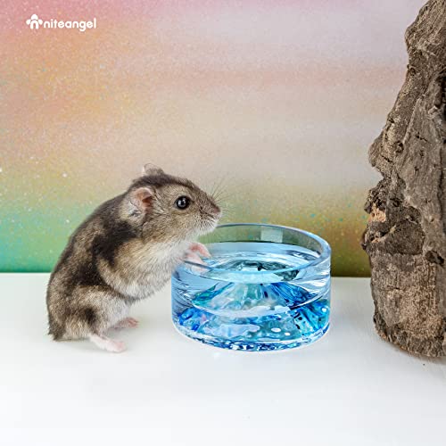 Niteangel Hamster Feeding & Water Bowl- 50ml Capacity & No Wet Fur for Pet | Chew Proof - Mount Fuji Series Glass Drinking Bowls for Dwarf Syrian Hamsters Gerbils Mice Rats or Other Similar-Sized Pets