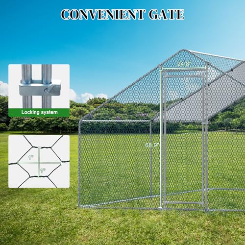 Outvita Chicken Coop, 13×10 FT Large Metal Chicken House, Poultry Habitat Cage with Waterproof Cover, Walk-in Chicken Run Pen for Small Animals, Yard, Farm, Patio - color: Silver, size: 156.0"L x 120.0"W x 78.0"H