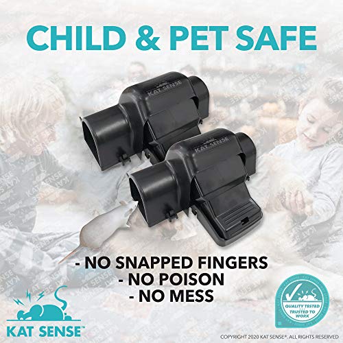 Kat Sense Covered Rat Trap & Chipmunk Trap, Prevents Accidental Triggering with Tunnel Design, Quick Action Pest Control Device, Indoor Outdoor Mouse Trap, Reusable Snap Style Rodent Control