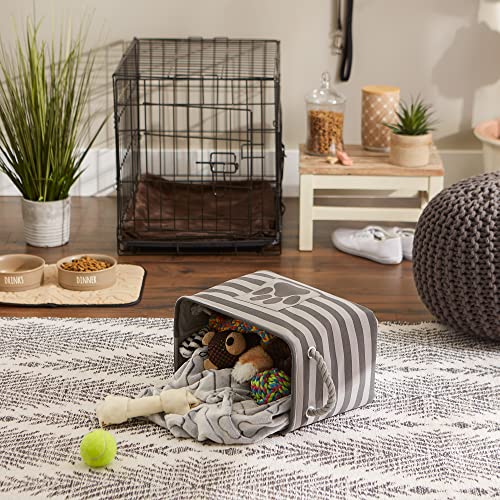 Bone Dry Pet Storage Collection Striped Paw Patch Bin, Small Rectangle, Gray - color: Gray, size: Small Rectangle