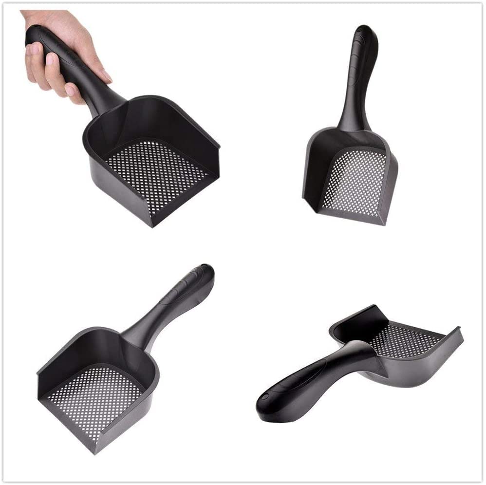 Cat Litter Scoop,Kitty Pet Shovel Scoop Reptile Terrarium Bedding Litter Cleaner Scoop For Cat Tortoise Snake,Hole:2.5mm Suitable For Very Fine Cat Litter - color: Black