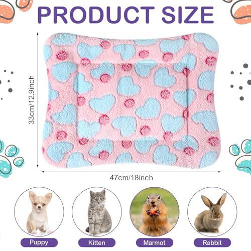 Haull 4 Pcs Waterproof Guinea Pig Bedding Soft Dog Cat Bed Crate Mat Small Animal Plush Cage Liners Rabbit Bunny Kennel Pad Reversible Cozy Pee Thickened Hamster Pad(Heart,13 x 18.5 Inch) - size: 13 x 18.5 Inch