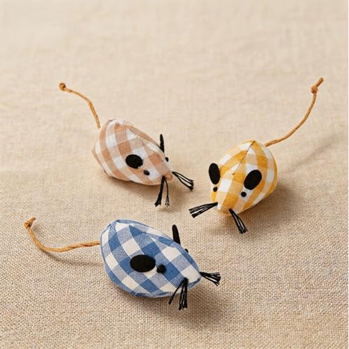 3 Pack Cloth Catnip Mice Toys, Checkered Interactive Cat Mouse Teeth Cleaning Chew Toy for Indoor Cats & Kittens - color: 3 Pack - Multicolor