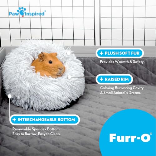 Paw Inspired Furr-O Burrowing Pet Bed Enrichment,Removable Base, Light Gray | Cozy Carrier Toy, Zip-On Spandex and Fleece Bottoms, Hideout Cage Accessories for Guinea Pigs, Hamsters, Small Pets, Animals - color: Light Gray