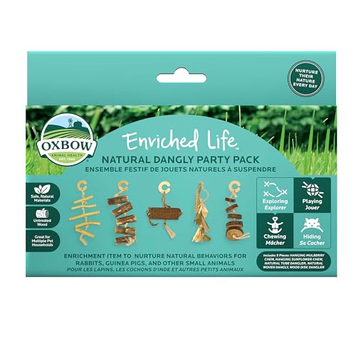 Oxbow Natural Dangly Party Pack, Rabbit & Guinea Pig Toys, Enrichment | Rabbit Chew Toys, Guinea Pig Enrichment, Guinea Pig Chew Toys, Rabbit Enrichment, Natural Materials, Small Pet Accessories - style: Dangly Pack