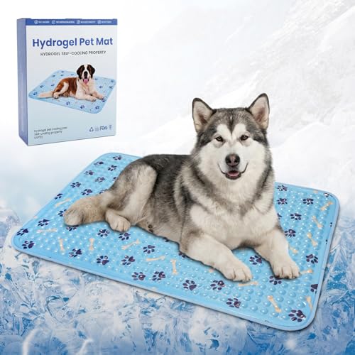 Cooling Dog Bed 44 Inch, Patent Self-Cooling Gel Mat for Large Dogs, | Cats & Multi-Pet Homes, Waterproof Non-Slip Cooling Pad for Kennels, Patios, Camping, Outdoor Summer Heat Relief - size: Large
