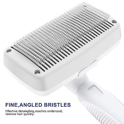 Self-Cleaning Slicker Brush for Dogs & Cats, Grooming Combs for Short & Long-Haired Dogs, Cats, Rabbits & More - Gently Removes Loose Undercoat, Mats and Tangled Hair