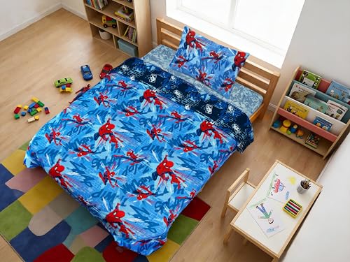 Marvel Spiderman Twin Comforter Set, Reversible Design Ultra Soft Fade Resistant Microfiber Kids Bedding Set, Officially Licensed - color: Spiderman