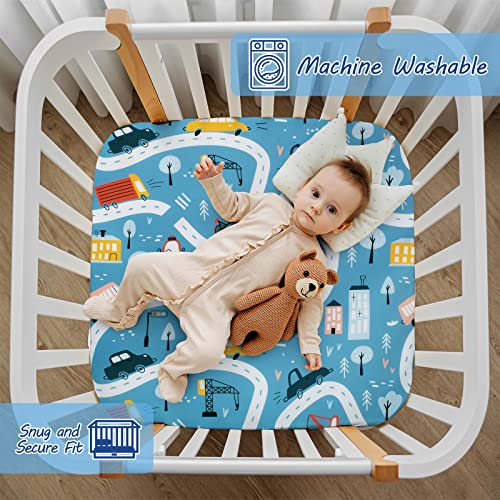 Cloele Square Playard/Playpen Fitted Sheets for Baby,36 X 36in,Blue Car | Portable 36x36 Playard Mattresses,Pack and Play Crib Sheets, Ultra Soft Polyester, For Baby - color: Blue Car, size: 36"x36"