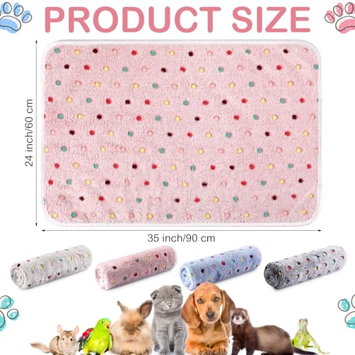 Tudomro 8 Pcs Absorbent Guinea Pig Blankets Washable Small Animal Fleece Bedding Cage Liners Reusable Pet Sleep Mat Pad Cover for Ferret Chinchilla Furniture Protection(Dot,35 x 24 Inch) - size: 35 x 24 Inch