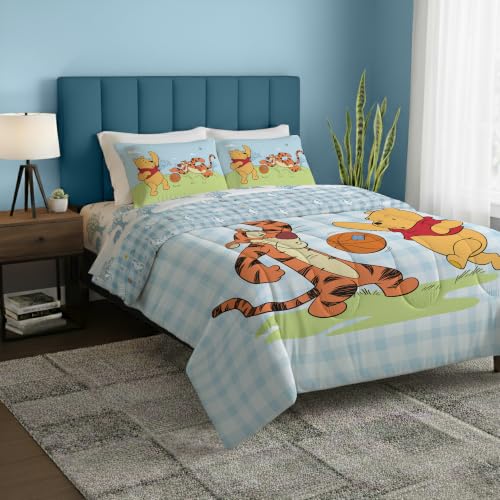 Northwest Disney Winnie The Pooh Funny Friends Full Comforter Set 5 Piece Reversible Design Ultra Soft Fade Resistant Microfiber Kids Bedding Set Officially Licensed - color: Winnie Full