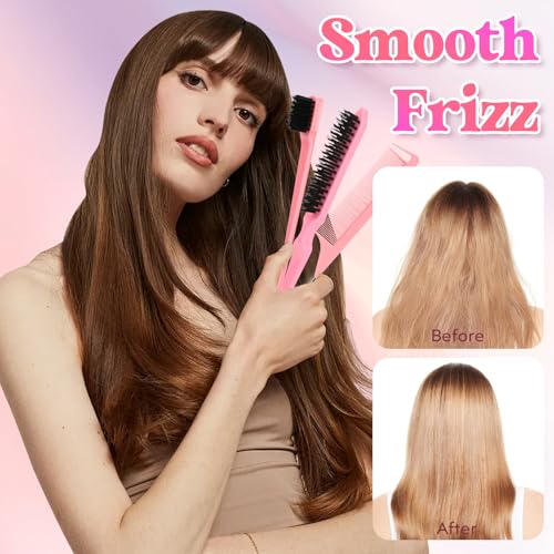 Hair Wax Stick, Slick Back Hair Brush, Wax Stick for Flyaways, Rat Tail Comb Edge Brush Styling Tool Set Accessories for Women Girls(Black) - color: 4 Piece (Black)