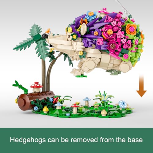 RiceBlock Hedgehog Building Sets, Flowers Animal Building Toys Collectible Gift ，Birthday Gifts Toys for Adults and Kids Age 6+(998 Pieces).