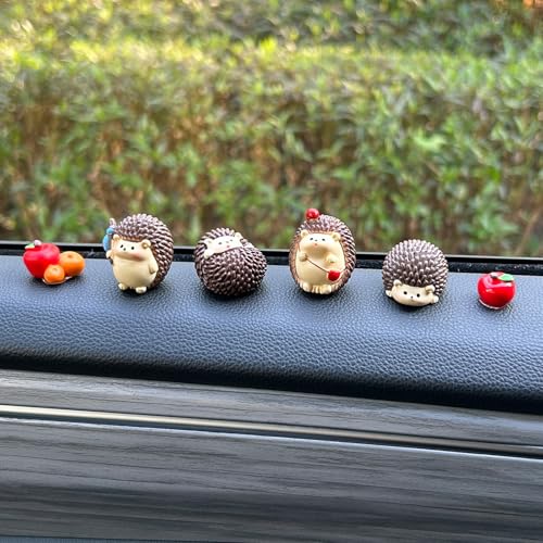 6 PCS Hedgehog Decor Car Dashboard Decorations, Fairy Garden Accessories | Kiofs Mini Hedgehog Figurines Car Gifts for Women Interior, Cute Desk Pets