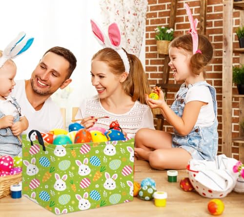 Rectangular Easter Bunny Storage Basket for Kids & Baby - Cute Toy Storage Bin and Organizer - Room Decor - color: Cute Easter Bunny