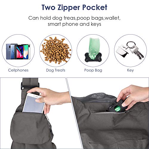 Lukovee Pet Sling, Small Pet Carrier, Hard Bottom Support & Safety Hook | Adjustable Drawstring Opening, Comfortable Padded Shoulder Strap, Zipper Pocket, Dog Slings Purse for Small Dog Cat (Grey) - color: Grey
