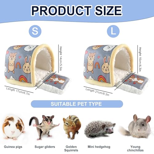 Guinea Pig Hideout for Hamster & Guinea Pig Cage Accessories - Washable Fleece Hideout/House with Step Pad, for Rabbit/Chinchilla/Ferret (S) - size: S