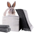 Tfwadmx 50 Pcs Rabbit Pee Pads Guinea Pig Super Absorbent Cage Liners Bunny Disposable Black Carbon Diapers Small Animal Training Accessories with Quick-Dry Surface for Chinchilla Ferret Hamster - size: 50 Pcs-17.72" x 23.62" (Gray)