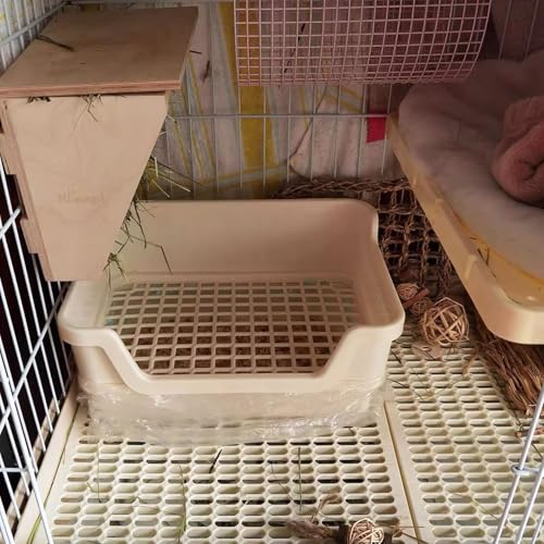 kathson Extra Large Rabbit Litter Box Trainer Rabbit Toilet Small Animal Potty Bunny Litter Pan Box for Adult Guinea Pig Rats Chinchilla Ferret Galesaur (White) - color: White