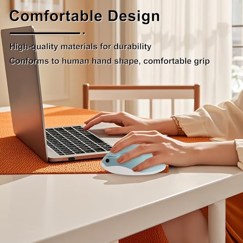 CHUYI Hamster Wireless Silent Mouse 1200DPI Cute Animal Small Cordless Portable Mice for Travel Home School Library Computer Laptop PC for Kids Gift (Light Blue) - color: Light Blue