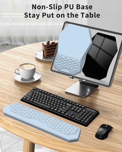 Ergonomic Mouse Pad Wrist Rest Support for Carpal Tunnel Pain Relief | Massage Design Mousepad, Memory Foam, Non-Slip PU Base for Computer Desk, Sky Blue - color: Sky Blue