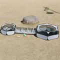 Outdoor Cat Enclosure，Cat Tunnels for Indoor and Outdoor Playpen Portable Cats with Cube Tent Toys Combo for Kitten, Puppy, Rabbit and Small Animals(One Small and One Large Hexagonal Cube +Tunnel