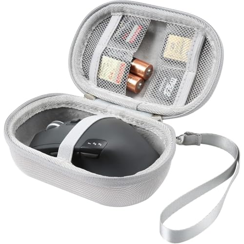 Hard Travel Case Compatible with Logitech M510/M330/M720/Signature M650 L/G305/G304/MX Anywhere 3/G Pro/G PRO X/G703 Wireless Mouse,Mesh Bag for Cards (gray) - color: gray