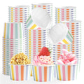 120 Pcs Striped Ice Cream Cups 12 oz Disposable Colorful Rainbow Stripe Paper Dessert Snack Bowl Pastel Food Yogurt Cup Container for Carnival Birthday Baby Shower Summer Party Supplies - style: Colorful Stripe Dessert Cup