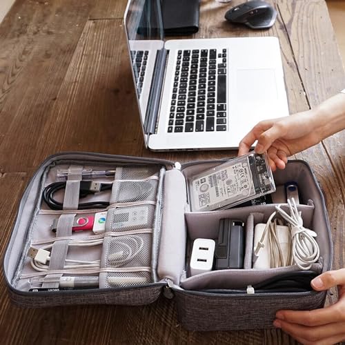 Organizer Case Small Electronic Devices USB Charger Accessories Mouse Phone Cable SD Power Bank Earphone - color: Large-Black