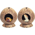 PINVNBY 2 Pcs Natural Coconut Shell Reptile Hideouts Crested Gecko Tank Accessories for Small Lizard Leopard Gecko Spider Snail Hermit Crab Hideout - size: High-Crowned Style, 2PCS