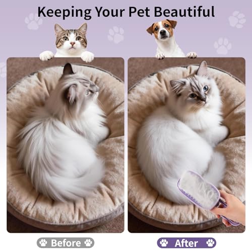 Cat Steam Brush for Shedding, 4 in 1 Rechargeable Steam Brush for Cats and Dogs, Anti-Static, Massage, Cleaning, Shedding & Combing All in One! (Purple) - color: Purple