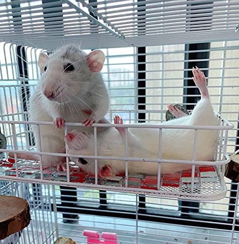 All-Metal Chew-Proof Rat Cage Platforms Chinchilla Ledge for Ferret | Sturdy Chew Resistant Ledge Ramp for Sugar Glider Squirrel, Easy Install Metal Cage Accessories for Rodents - color: White