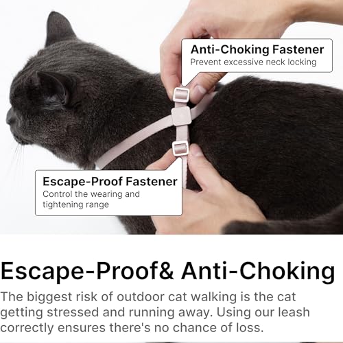 Cat Harness and Leash 2-in-1, Escape Proof Anti-Choking Harness Adjustable Lightweight Leash One-Piece Non-Detachable for Kitten Cats Outoor Walking Training, US IDA Bronze Award (Red) - color: Vivid Red
