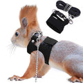 Squirrel Traction Rope Strap Anti-Bite Chain Rope, Adjustable Vest,Black | Small Animal Walking Harness with Lead Leash/ No Neck Strain/ Stress-Free& Soft/ Hamster Gerbil Rat Mouse Ferret Chinchilla - color: Black