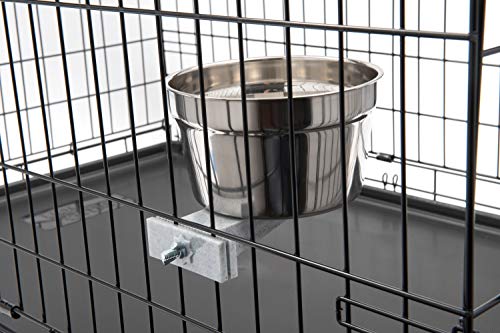 Lixit® Stainless Steel Kennel Food or Water Bowl - Non Spill Hanging Removable Crate Bowls - Carrier Cage Dish for Dogs or Cats for Feeding and Drinking (Stainless Steel, 40 Ounce) - size: 40 oz (Pack of 1)