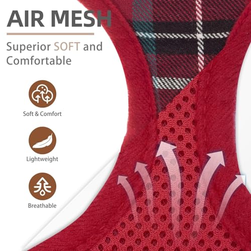PUPTECK Soft Mesh Dog Harness and Leash Set Pet Puppy Cat Comfort Padded Vest No Pull Harnesses, Red, S - color: Red, size: S (NECK: 12", CHEST: 14"-18")