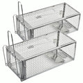 2-Pack Live Chipmunk Traps Humane Vole Hamster Mouse Rat Cage Traps | Catch and Release, For Indoor and Outdoor Use - color: Silver