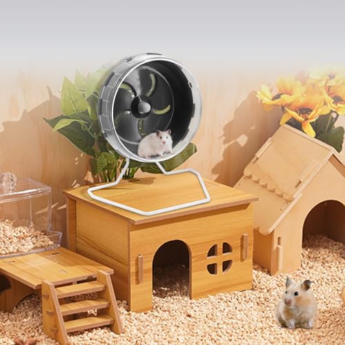 Hamster Wheel Treadmill Wheel, Silent Hamster Exercise Wheels, Freely Adjustable in Height Or Assembled in Cage, for Hamsters or Other Small Animals - Black