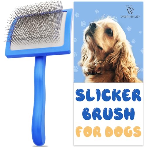 Slicker Brush for Dogs, Professional Pet Doodle Grooming brushes for Goldendoodles, Labradoodles, Poodles - Long Pin Detangler for Dematting dog slicker brush - Large